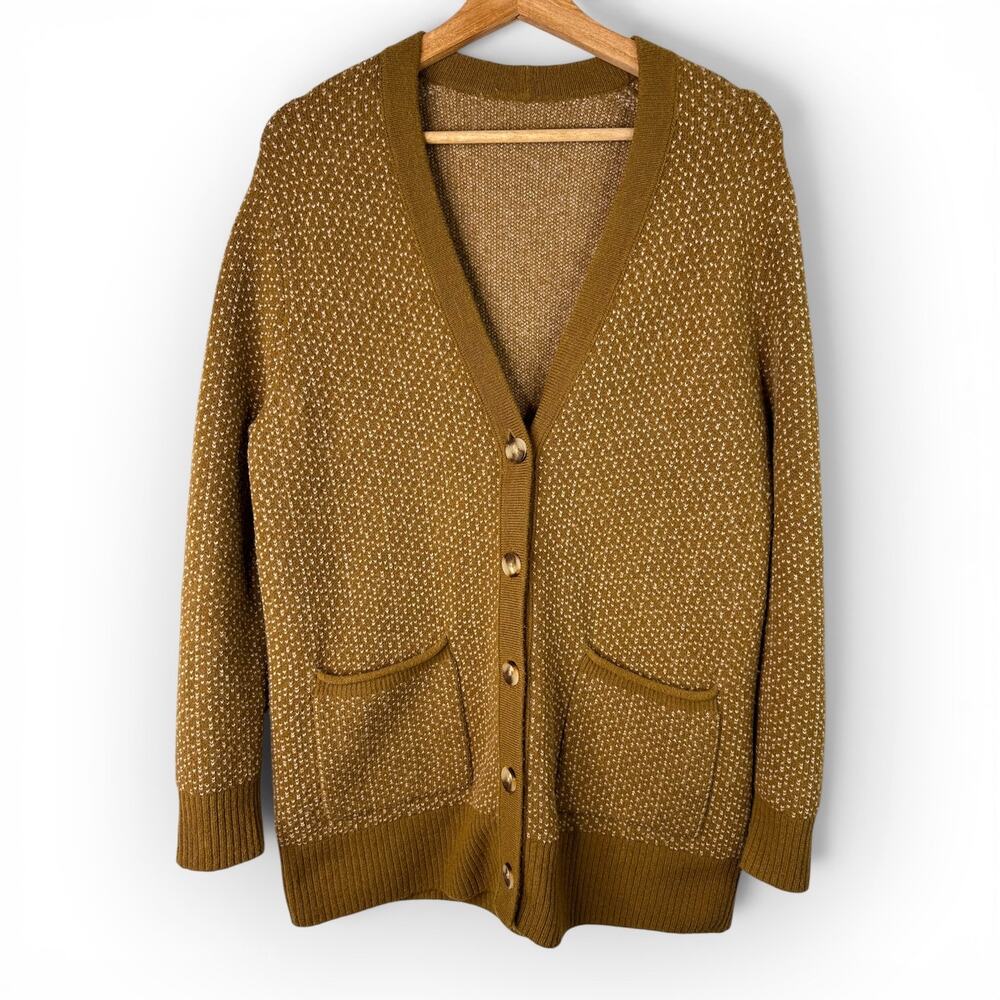 Madewell Birdseye Maysfield Cardigan Sweater Coziest Yarn Weathered Olive Small